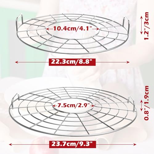 webake Grillrost Edelstahl Mit Griff Passend für Om nia Backofen 2 Stück Grillrost Rund aus 304 Edelstahl Backgitter Zubehör Edelstahlgitter für Om-nia Backofen Boden and 2.te Boden