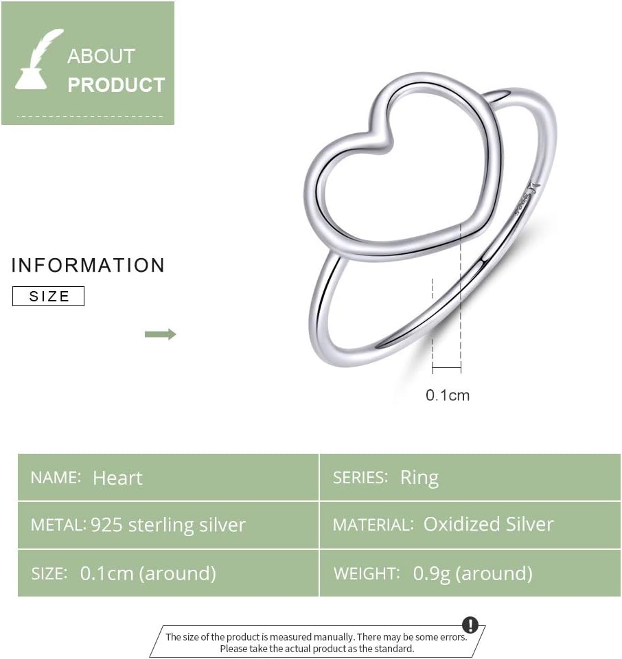 MUNDELL Sterling Silver 925 Simple Minimalist Heart Finger Rings for Women Wedding Engagement Statement Jewelry - Image 5