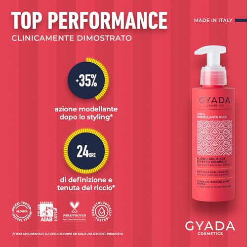Gyada Cosmetics, Fluido Gel Modellante Per Capelli Ricci E Mossi, Effetto Morbido, 98% Ingredienti Naturali, Ad Azione Disciplinante E Anticrespo, Con Aloe Vera E Oli Di Argan, Cocco E Lino, 150 Ml - 6