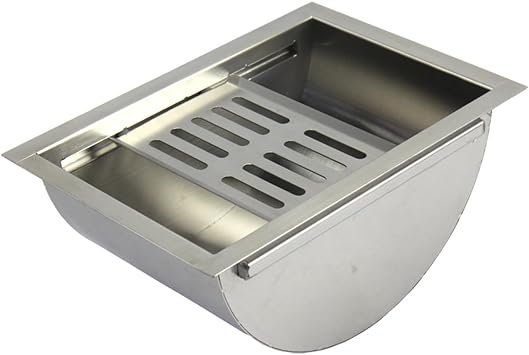 304 Stainless Steel Drop-in Deal Tray All Brushed Window Tray for Service Station Ticket Windows Cash Register Window Silver,A