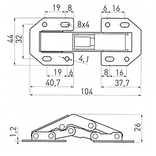 10 X Mprofi MT® Cerniera per Ante senza Foro