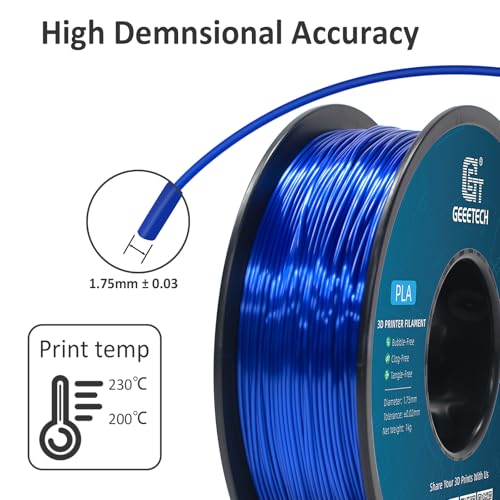Image of Geeetech Metal Shine Filament 1.75mm for 3D Printer, Silk PLA 1kg (2.2lbs) Spool, Metallic Royal Blue 3D Printing Filament, Dimensional Accuracy + /- 0.02 mm