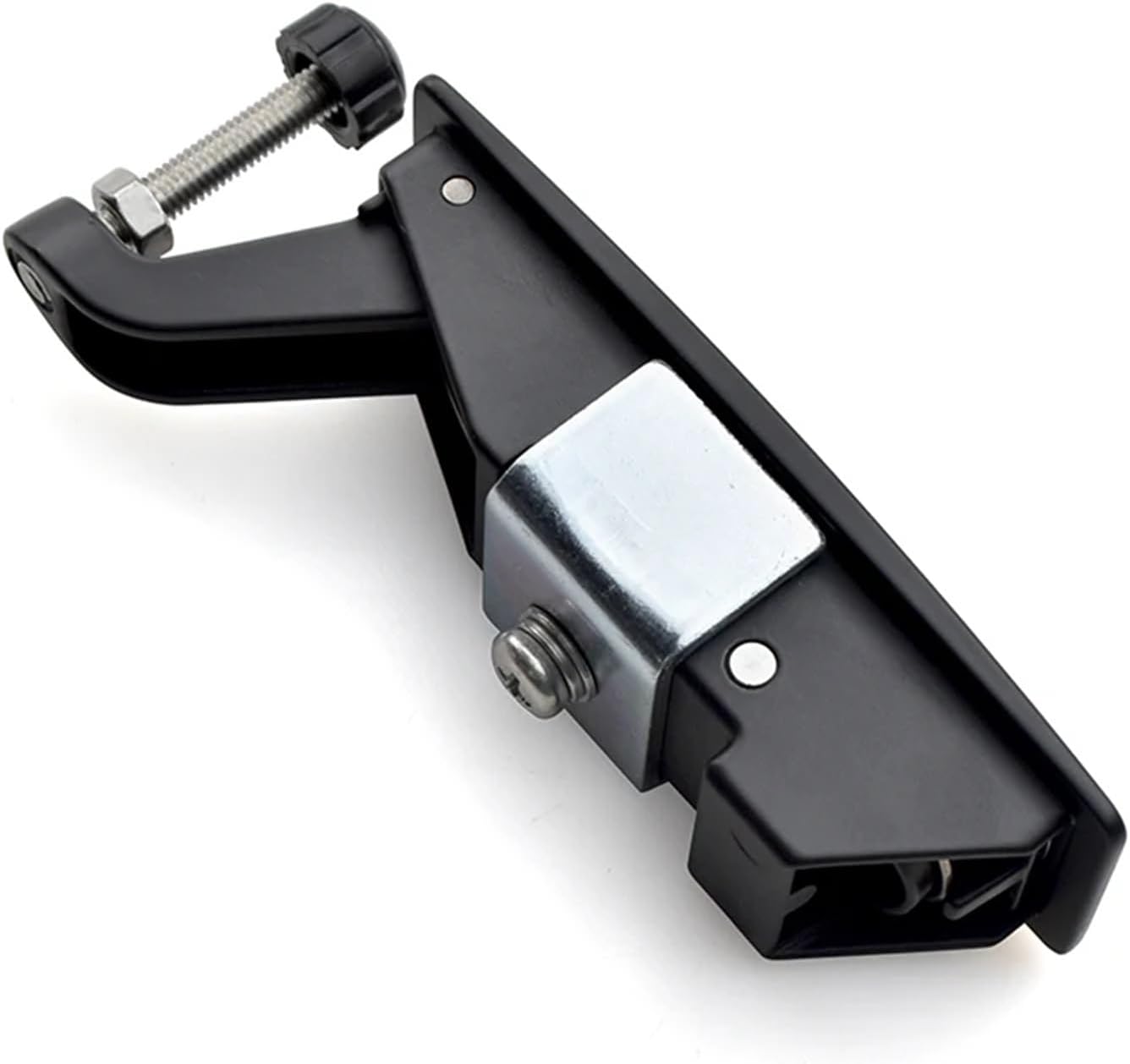 Cabinet Plane Lock Security RV Lever Panel Push Button Panel Lock With Distribution Box Compression Trigger Lock Latch 1Pcs(35Short pole silver)