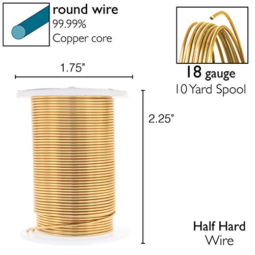 Image of The Beadsmith Wire Elements 18-Gauge Lacquered Tarnish-Resistant Copper Wire for Jewelry Making, 10 Yard, 9.14 Meter Spool