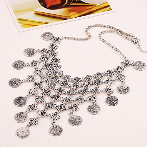 Retro Gypsy Coins Tassel Charm Statement Ethnic Necklace for Women Men Vintage Bollywood Collar Bib Boho Indian Tribal Pendant Fashion Oxidized Jewelry Bohemian Exaggerated Costume Gift - Image 5