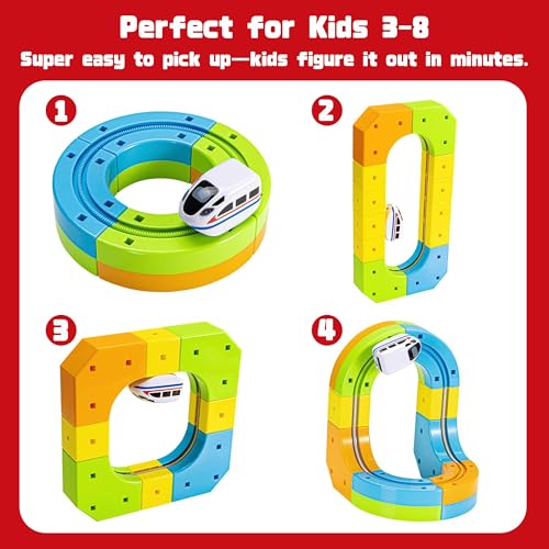 image for AUKTWE Electric Train Set for Kids Ages 3-8 - Modular 3D Flexible Race