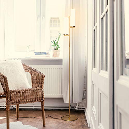 Brightech Gemini Dimmable Floor Lamp - Modern Gold/Brass LED Standing Light for Bedrooms and Offices