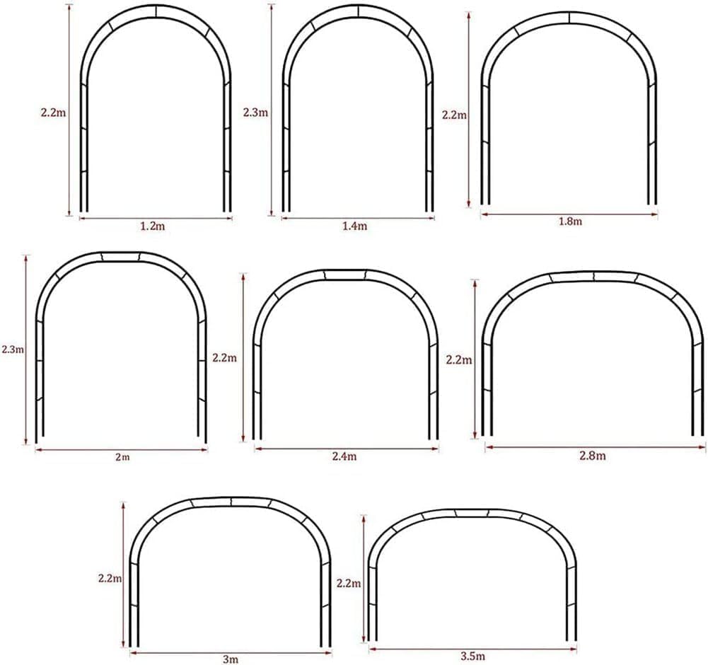 Treillis d'arche de jardin en métal pour plantes grimpantes – Tonnelle d'extérieur durable pour vignes, fleurs et légumes – Structure de support élégante de jardin (l x H 2,2 m)