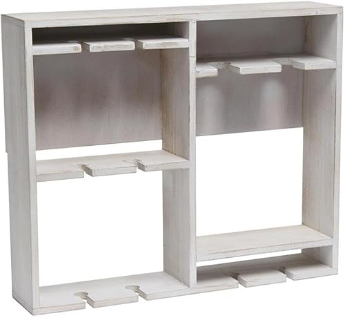 Miniatura 9 de Elegant Designs HG1020-RGY Bartow Estante de madera con soporte de vidrio montado en la pared estante de vino, gris rústico