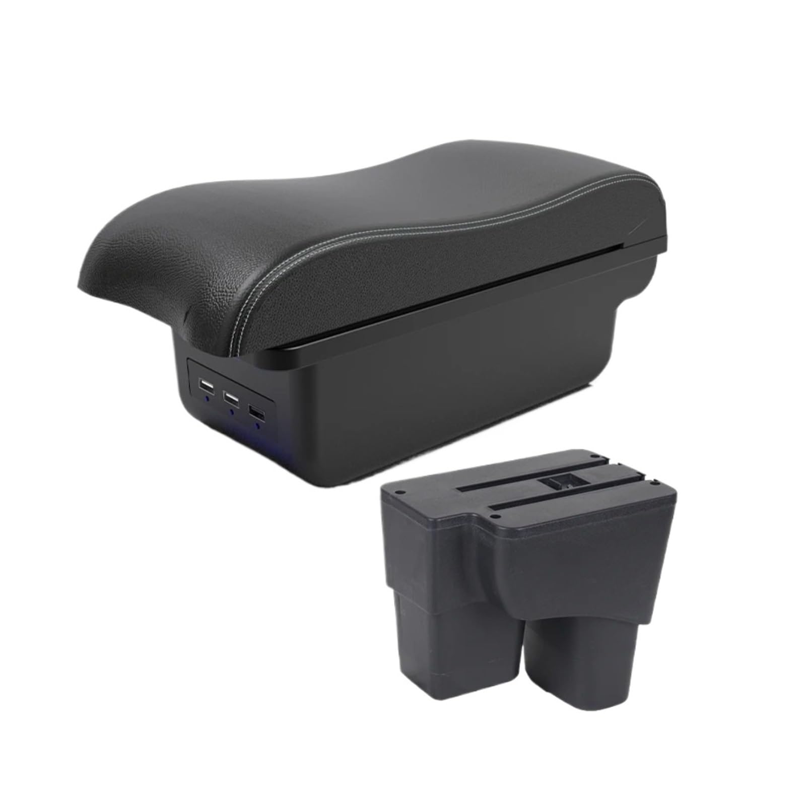 Ggwqoops Car Armrests For Kia For Pegas Armrest Box Car Central Storage Interior Retrofit Parts With USB Accessories Armrest Box(B3 Black white 3 USB)