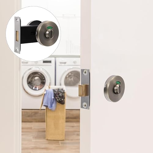 Miniatura 9 de Uonlytech Cerradura indicadora de baño con cerrojo ocupado vacante para baños públicos, bloqueo de partición de inodoro, fácil instalación, puerta