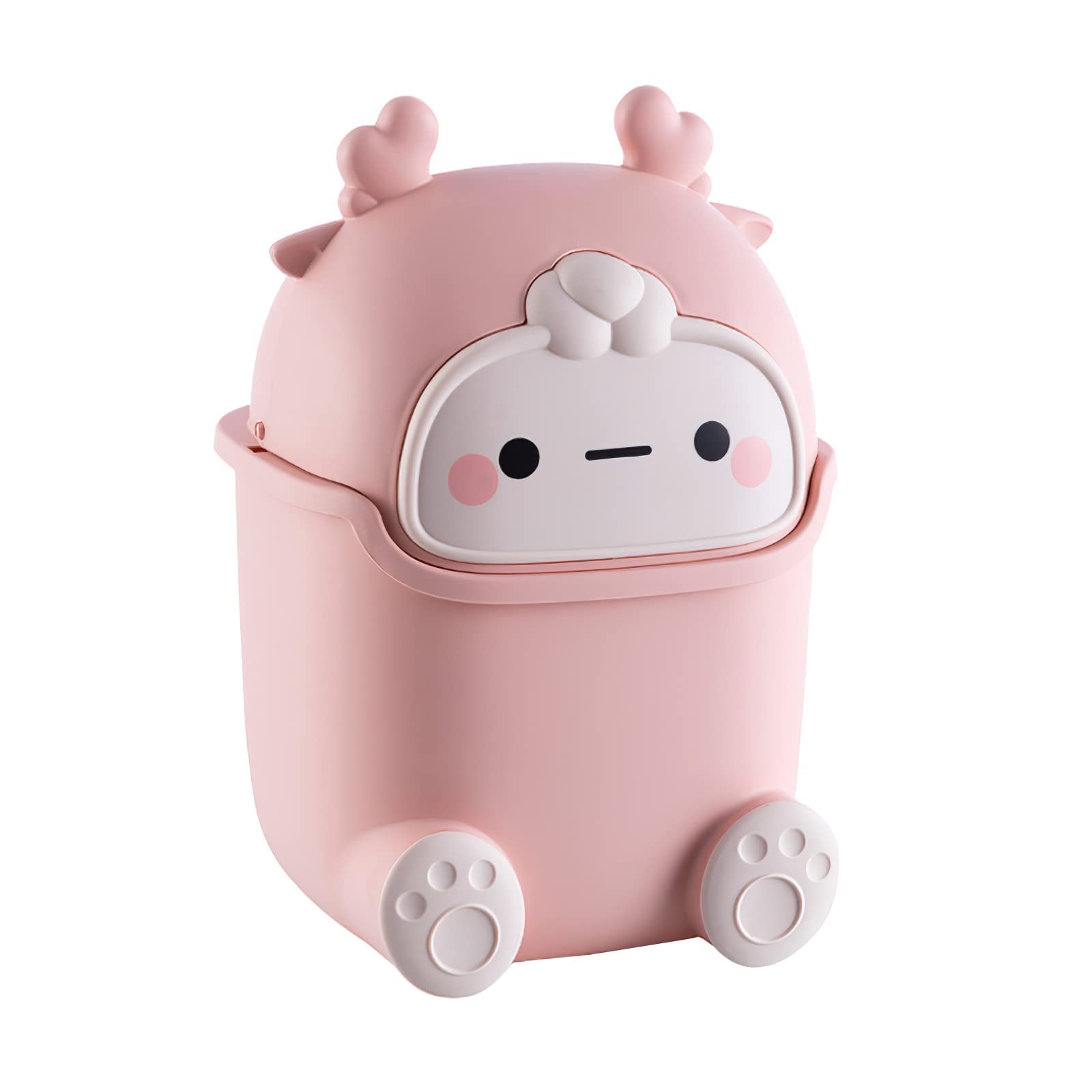 Cute Flip Trash Can Cute Animal Shape Trash Cans Cute Desktop Trash Can for Bathrooms,kitchens,offices,waste Basket for Dressing Table(Pink)
