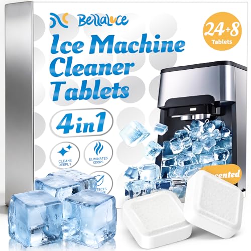 Bellaluce Ice Machine Cleaner Tablets Descaler (32 Pack) &ndash; Nickel-Safe Countertop Portable...
