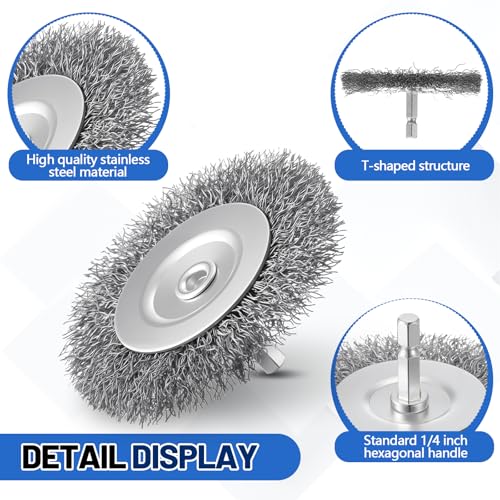Image of Moxweyeni 20 Pcs 3 Inch Stainless Steel Wire Wheel Brushes for Drill Bits