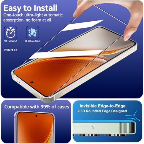 Image of Czartech Tempered Glass For iQOO Neo 10R 5G / iQOO Neo 10 5G Screen Protector | 9H Hardness | Full Coverage Black Border | Edge to Edge | Anti Scratch | Bubble Free | HD Clear (Black Pack of 2)