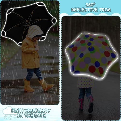 Paraguas para niños resistente al viento impermeable con tira reflectante escolar 6