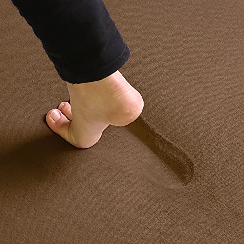 フリーリー ラグ 低反発ラグ 極厚25mm 140×200cm 抗菌・防ダニ加工 厚手 ラグマット カーペット オールシーズン 滑り止め付 マイクロファイバー サイズ (S無地・ブラウン)