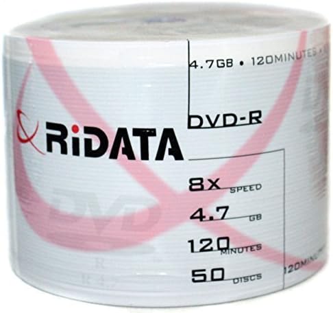 Ridata 50 Ritek 8X DVD-R 4.7GB White Inkjet Hub Printable