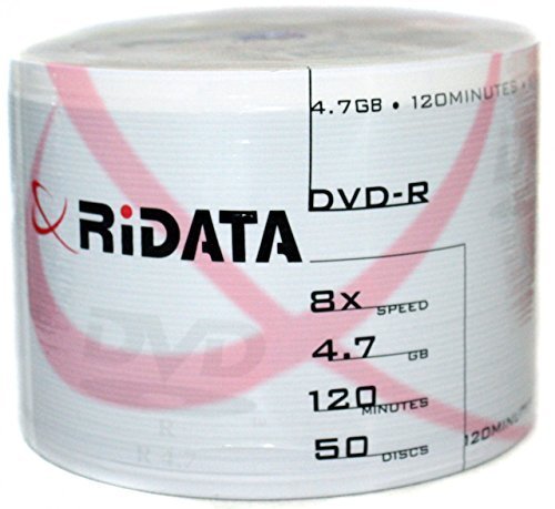 Ridata 50 Ritek 8X DVD-R 4.7GB White Inkjet Hub Printable