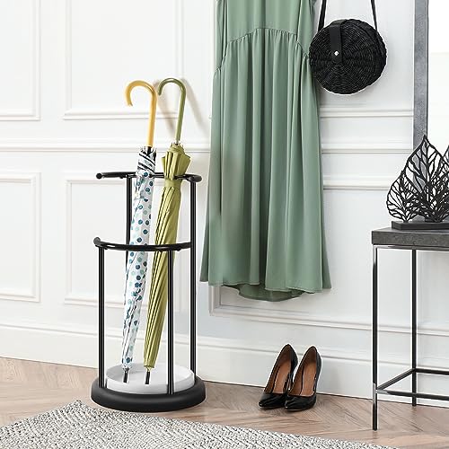 ETELI Metal Umbrella Stand Rack Indoor Umbrella Holder Stand for Entryway Decorative Umbrella Storage Organizer with Removable Drip Tray for Canes Stand Walking Sticks Home Office, Black - Thumbnail 2