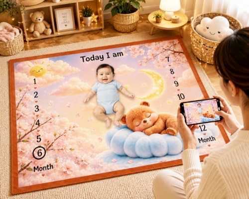 Image of NEW COMERS Milestone Baby Blanket for All Season Play Mat, Super Soft Foam | 3 Layer Thick Mat Blankets for Kids /New Born Monthly Photoshoot