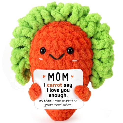 WELLBANEE Birthday for Mom from Daughter Son, Positive Crochet Carrot I Love You Mom Gifts for New...