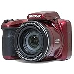 KODAK Pixpro Astro Zoom AZ405 - Digital Bridge Camera, 40x Zoom, 24mm Wide-Angle Lens, 20 Megapixels, 3-inch LCD, Full HD 1080p Video, Optical Image Stabilization (OIS), AA Battery - Red