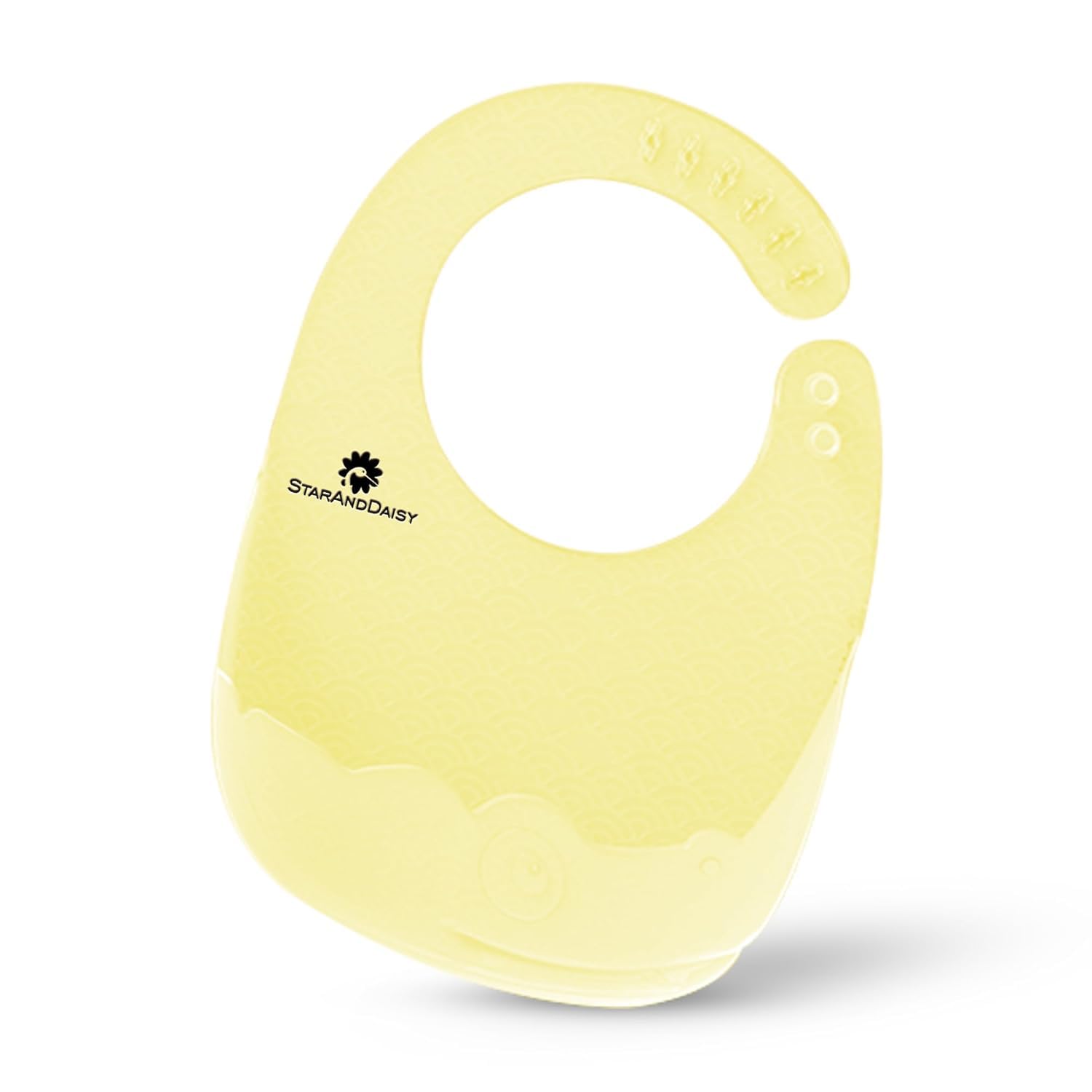 StarAndDaisy Reusable Silicone Baby Bib with Adjustable Buttons for Mess-Free Feeding, Weaning, and Easy Cleaning and Waterproof bibs - yellow-image-22