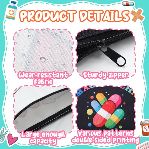 9 Pcs Pharmacy Technician Gift for Women Pharmacist Makeup Zipper Cosmetic Bag Pharmacy Technician Accessories for Pharmacist Women Doctor Nurse Medical Assistant Rx Supplies4