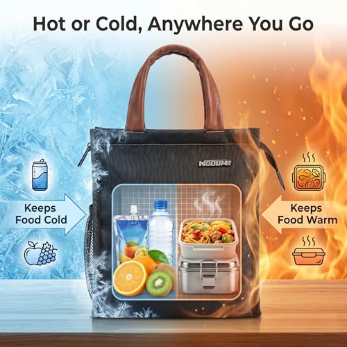 Image of Wooum Lunch Bag for Office with 1 Year Warranty, Insulated Tiffin Holder for Women & Men, Waterproof Thermal Lunch Holder with Bottle Holder Large Capacity Tiffin Box Carry Bag for Travel Daily Use