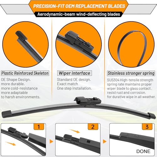Image of OEM Windshield Wiper Blade Replacement for VW Volkswagen Taos 2021 2022 2023 2024 2025 Original Equipment All-Season Rear Wiper Blade Set 26+18+12 (Set of 3)