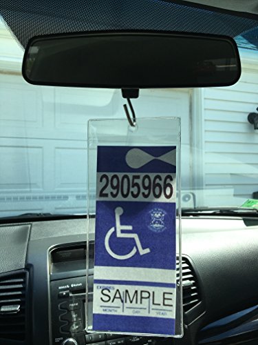 SecurePro Products Handicap/Disabled Placard Protective Premium Quality Plastic Holder with a Stainless Steel Attachment Hook for Rear View Mirror; Made in The USA