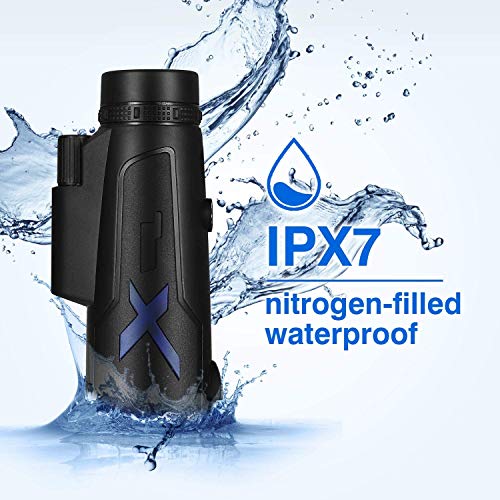 Monocular Telescope 12x50 High Power IPX7 Waterproof FMC BAK4 Prism with Tripod&Smartphone Adapter for Wildlife Bird Watching Hunting Camping Travelling Wildlife Secenery
