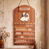 Marsui Wooden Vintage Goose Couple Perpetual Calendar for Wall