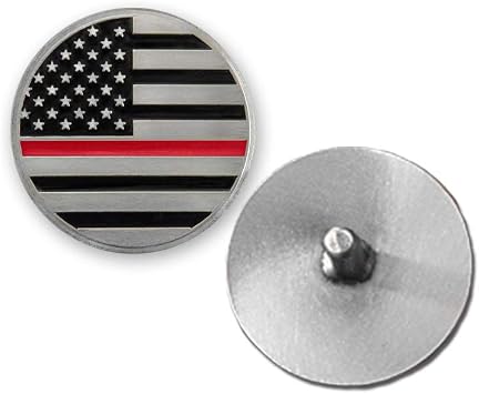 Indiana Metal Craft Thin Red Line 0.75 inch Nickel Silver Golf Ball Marker with Post Back
