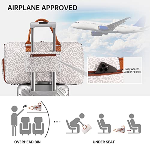 Image of Duffle Bag for Travel, Weekender Bag with Shoe Compartment, Carry On Overnight Bag for Women with Toiletry Bag, Gym Bag with Wet Pocket, Hospital Bags for Labor and Delivery Beige, Desert Leopard