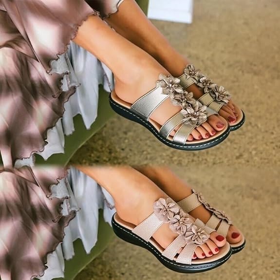 2025 Women's Floral-Embellished Slip on Sandals,Women's Floral-Embellished Slip on Sandals,Arch Support Sandals4