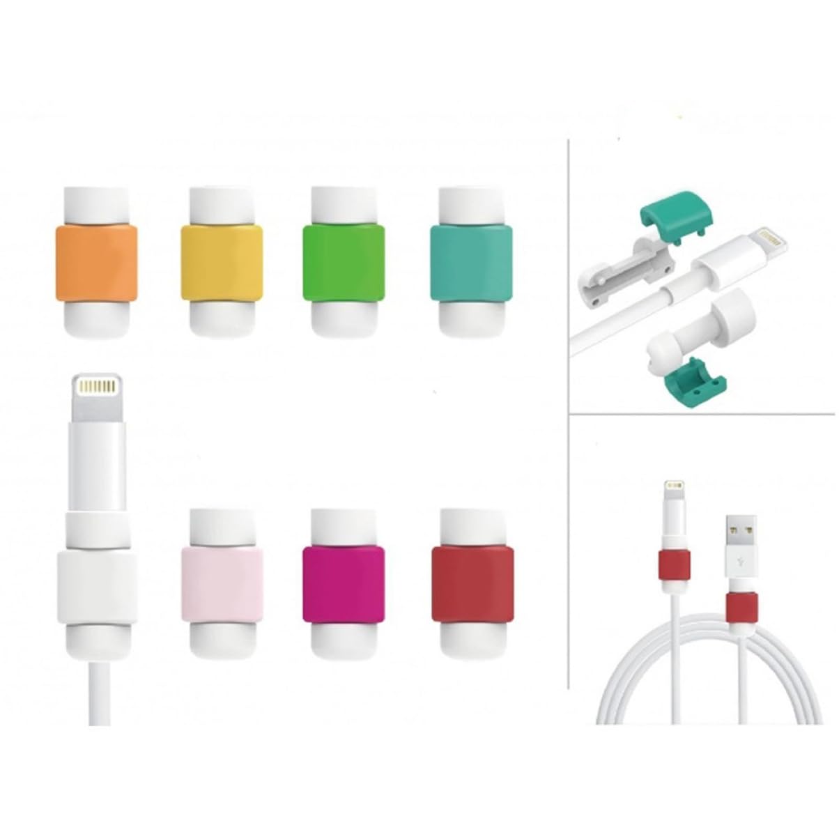 GNHG Lot De 4 Câbles De Chargement Pour Téléphone Portable, Motif Ours, Protege Cable, Protection Cable Chargeur Protection Du Câble De Chargement USB, Compatible Avec Iphone/Android