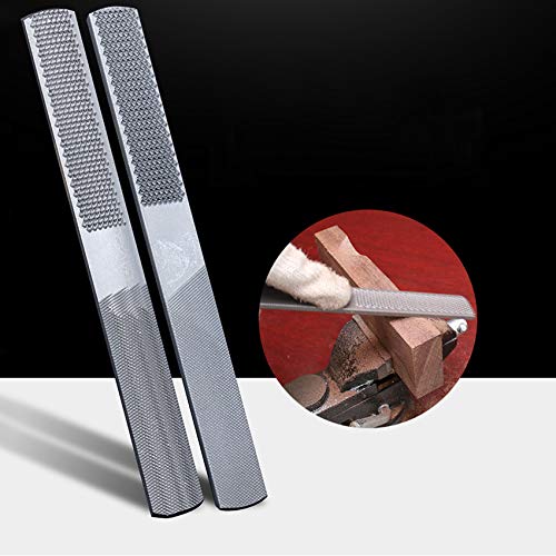 2 Pack Wood Rasp, 4 Way Wood File Set, Premium High Carbon Hand File and Round Rasp, Half Round Flat & Needle Files, New Upgrade Wood Rasp Set for Sharping Wood and Metal Tools