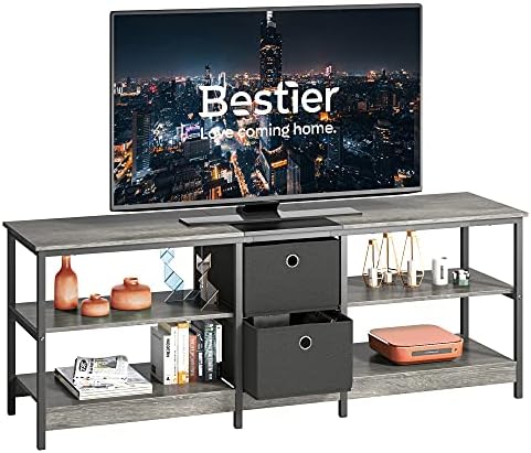 TV Stand Cabinet 140CM Modern TV Unit with Glass Shelf RGB LED Lighted for 65" TVs TV Entertainment Unit with Ambient Lights for Living Room Bedroom