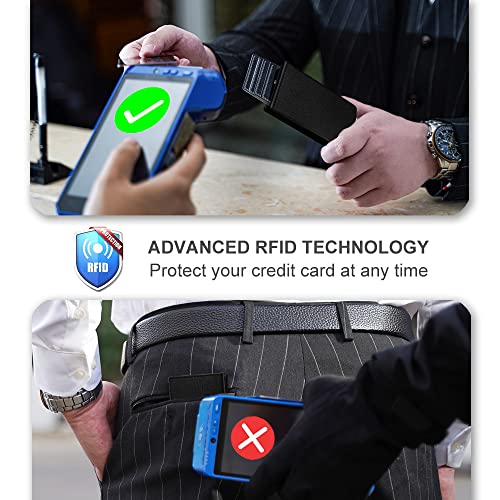 Image of AirTag Wallet for Mens Wallet,Card Holder for AirTag,Smart,RFID Blocking,Slim Wallet for Front Pocket-8-12 Card Capacity (Pu Leather, Lichee Black)