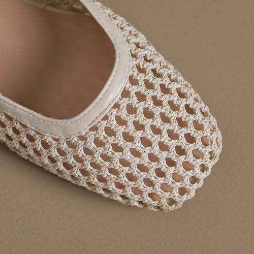 Image of MICIFA slingback flats for women, Round Toe Low heel Sandals Fashion Splicing Dress Shoes for Women