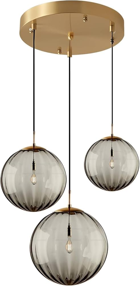 KANADEMONO Gold × Glass Ceiling Light 3 KCO Lighting Mid-Century Modern Semi Flush Mount Ceiling