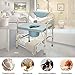 Mefeir 550 lbs Heavy Duty Drop Arm Medical Bedside Commode Chair, Homecare Toilet Seat with Safety Steel Frame, 6 Quart Capacity Pail, Adjustable Height Support Tool-Free Easy Assembly Blue Grey