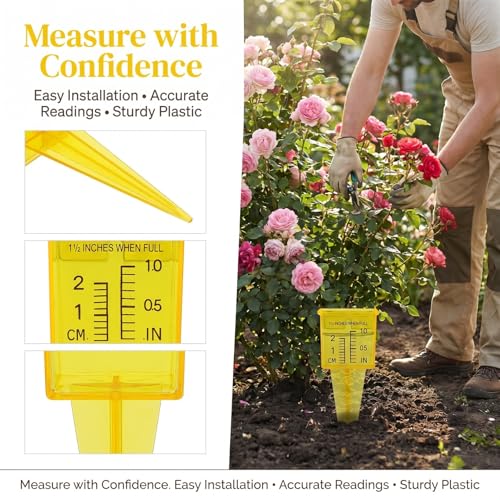 Image of Housoutil 1.5 inch Rain Gauge Sprinkler Outdoor, 4PCS Rain Lawn Water Gauge with Wide Mouth & Ground Stake, Measuring Cup for Accurate Rainfall Monitoring, Precision Measuring Cups for Garden Yard Grass