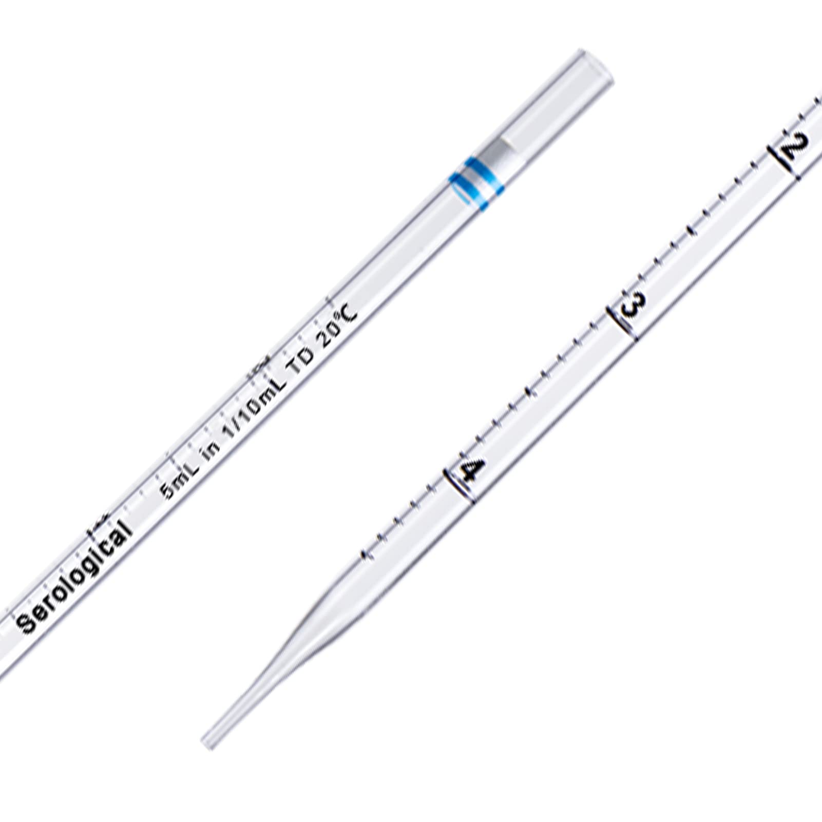 PEKYBIO Polystyrene Serological Pipettes Individually Wrapped Sterile Plastic Graduated Pipette 5ml, Pack of 100