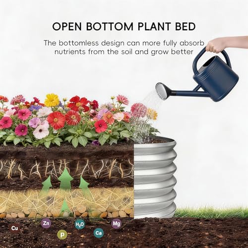 AHEONLAR 3PCS 2x2x2FT Galvanized Raised Garden Bed Kit Round Metal Flower Box Large Planter Raised Beds Outdoor Garden for Planting,Fruit,Herb Silver by AHEONLAR - Image 9