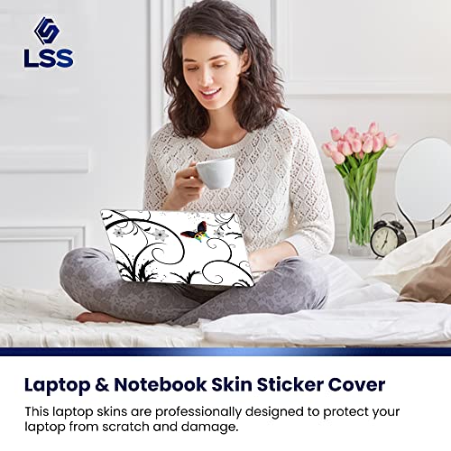 Image of LSS 15 15.6 Inches Laptop Notebook Skin Sticker with 2 Wrist Pads - Reusable Cover Protector Vinyl Sticker Cover Decal Fits 13 inch - 16 inch HP Asus Acer - White Butterfly Escape Pattern