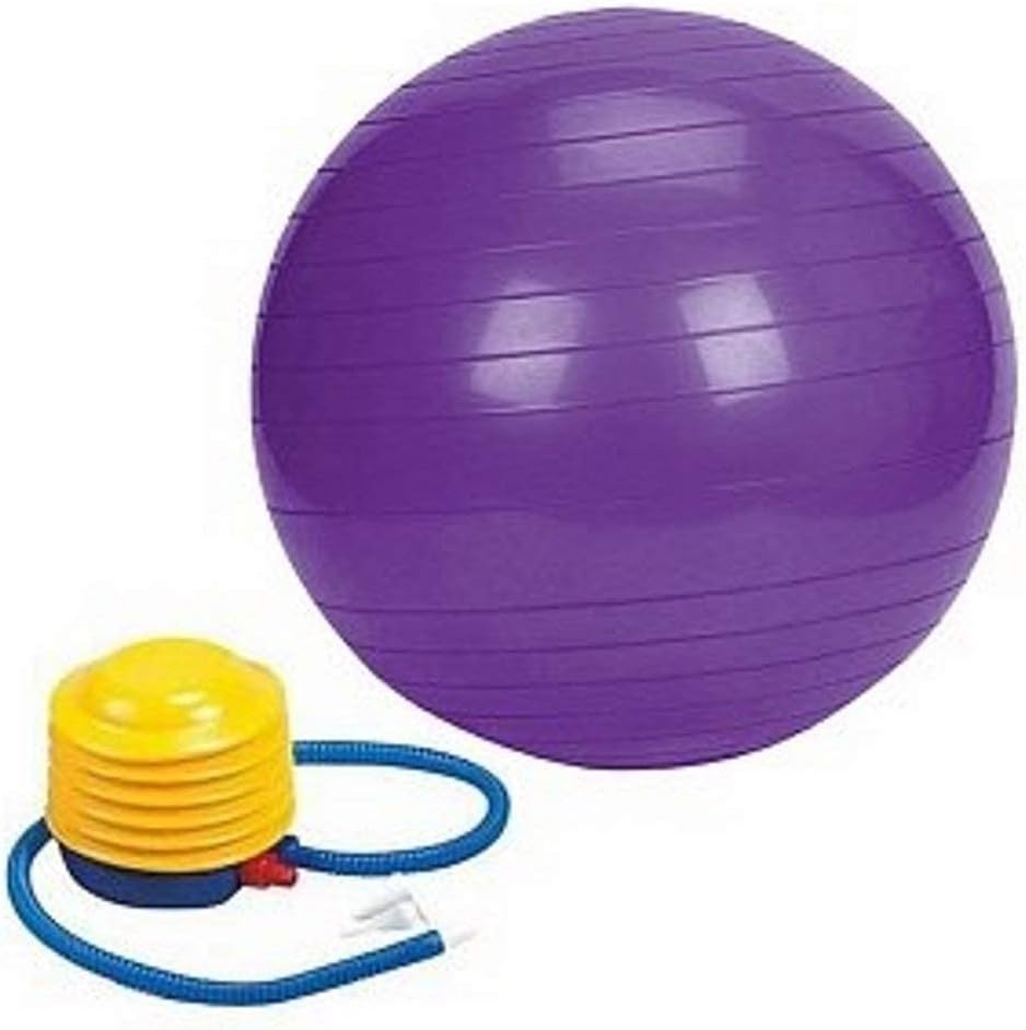 Exercise Gym Ball (Multicolor) PVC Anti Burst Fitness Ball Extra Workout Stability Balance Swiss Yoga Ball with Foot Pump (FBA) (Purple, 85)