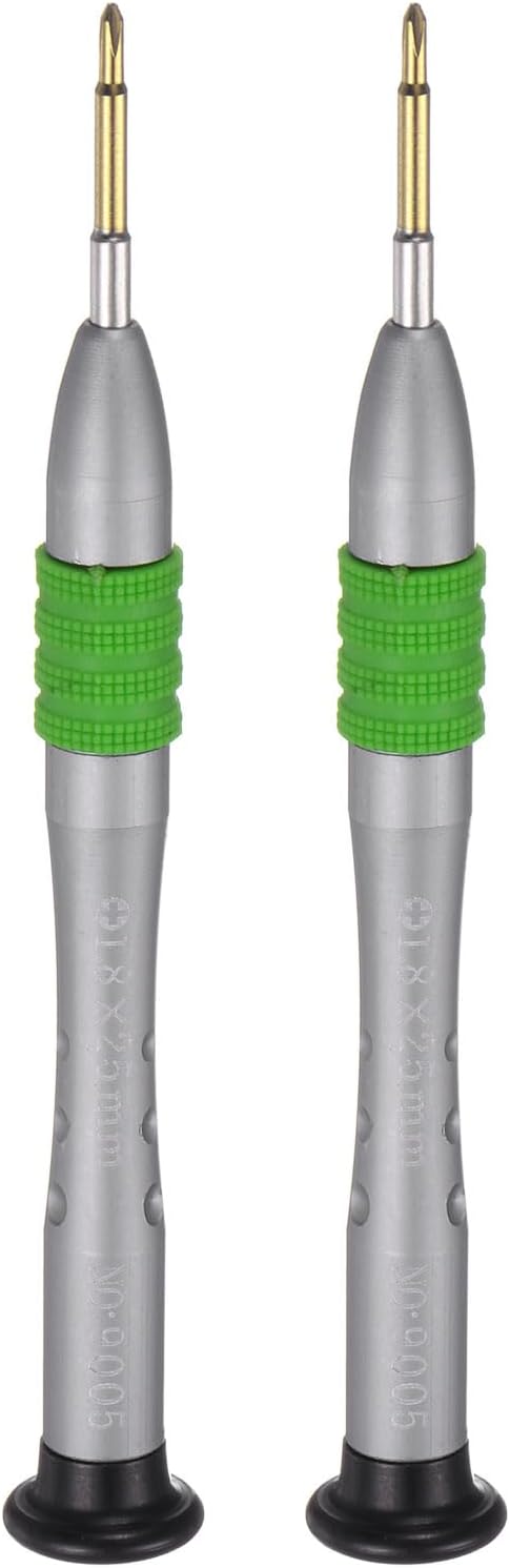 HARFINGTON 2pcs Precision Phillips Screwdriver 1.5mm Magnetic Cross Head Mini Pen Style Screw Driver with Non-slip Handle for Eyeglasses Watch Laptop Electronic, Green